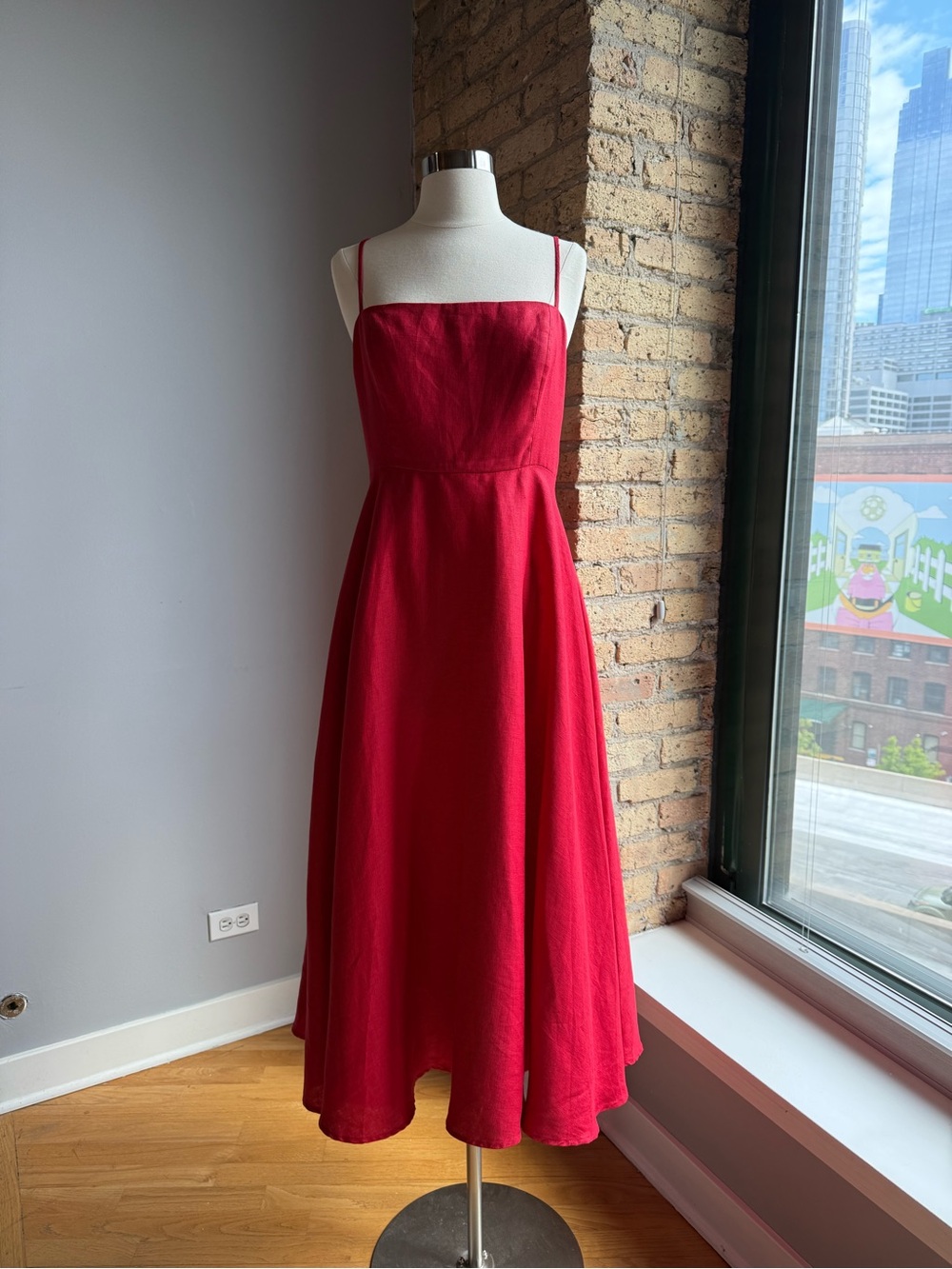 Reformation Monette Linen Dress in Cherry - Picture 7 of 14